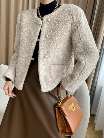 Airchics manteau teddy coat doublé polaire boutonnage avec poches femme mode